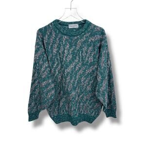 VTG 80's Panache sweater men's M crew pullover textured wool blend oversized